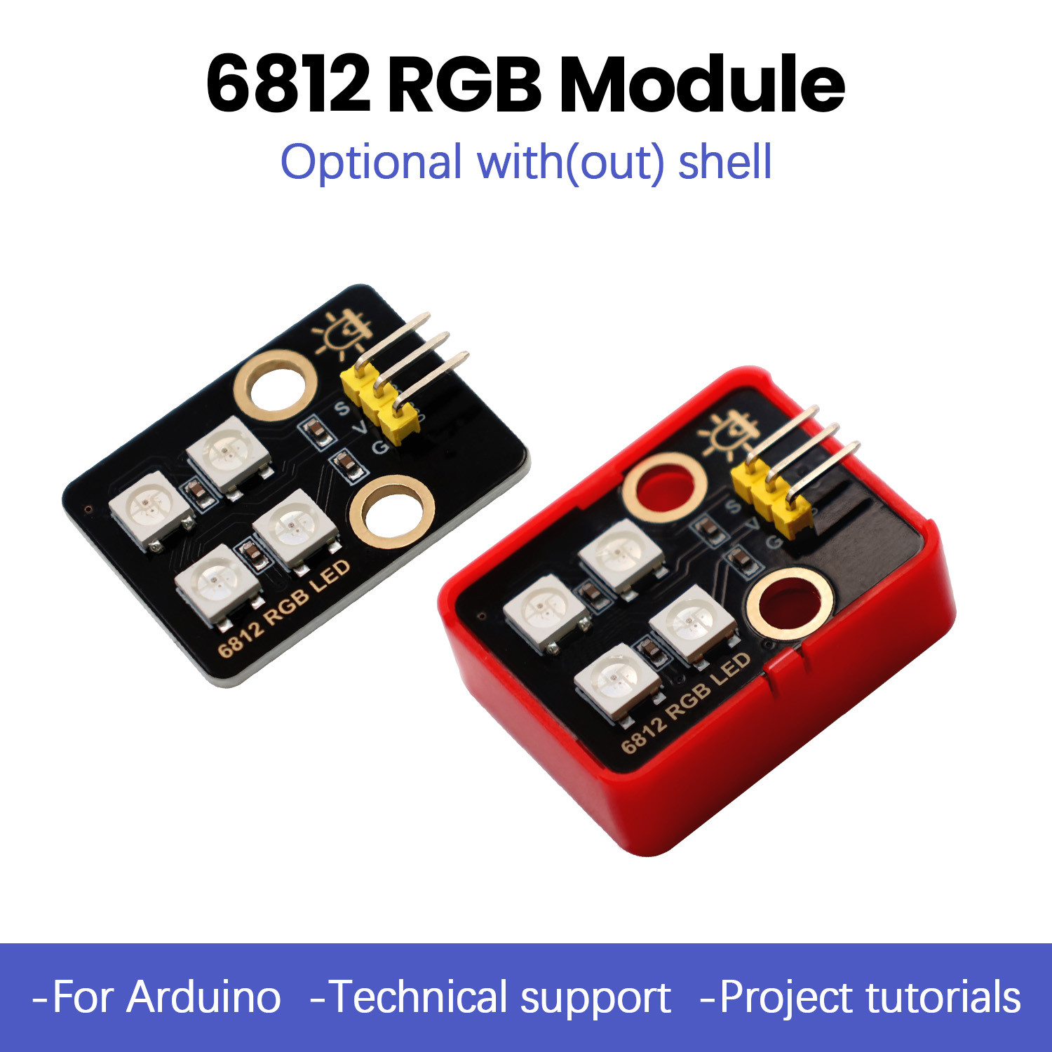 Diy Lego Electronics - Keyestudio โมดูล RGB 6812สำหรับ Arduino ตัวเลือกที่มี/ไม่มีเปลือกเข้ากันได้กับบล็อกตัวต่ออิเล็กทรอนิกส์