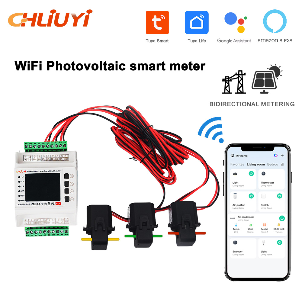 Diy Electronics Store - มิเตอร์วัดไฟฟ้าสามเฟสอัจฉริยะ Tuya WiFi พร้อมระบบป้องกันกระแสเกิน โอเวอร์โหลด แรงดันเกิน/ต่ำ