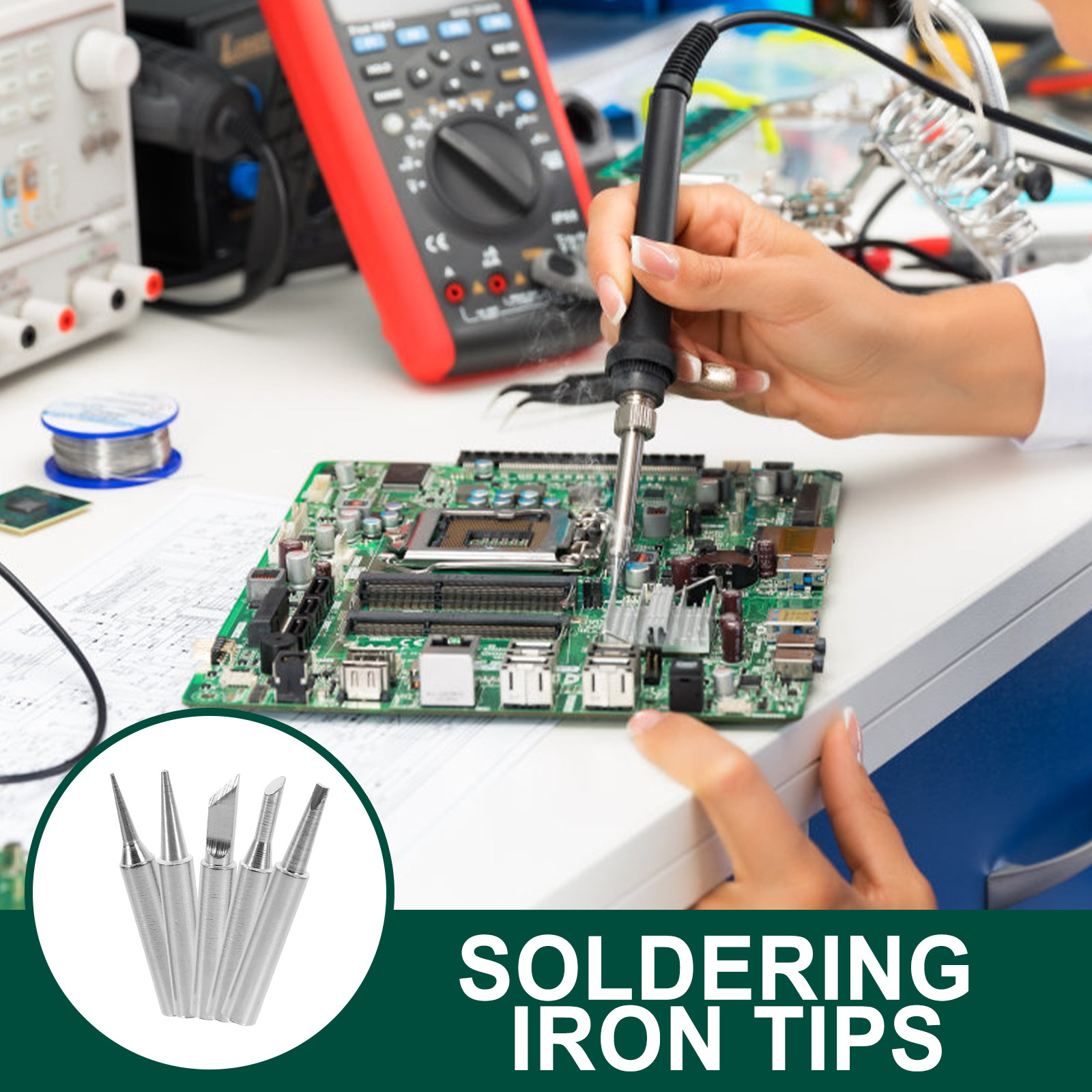 Diy Electronics Repair - ชุดหัวแร้งบัดกรี 5 ชิ้น หัวแร้งสำรองหลากหลายแบบ อุปกรณ์บัดกรีที่แม่นยำสำหรับงานซ่อมอิเล็กทรอนิกส์และงาน DIY
