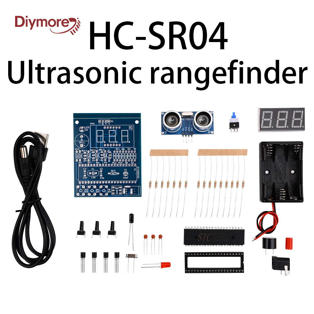 Ultrasonic Sensor Hc - DIY ชุดสัญญาณเตือนระยะทางด้วยคลื่นอัลตราโซนิก HC-SR04 โมดูลเซ็นเซอร์อัลตราโซนิก STC89C52 ชุดฝึกบัดกรี